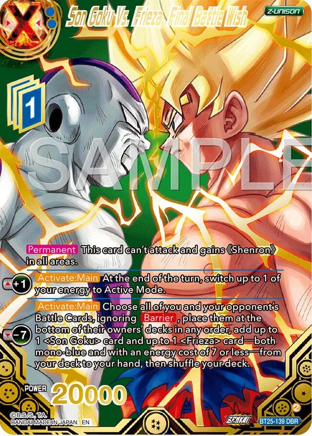 Son Goku Vs. Frieza, Final Battle Wish (DBR) — Legend of the Dragon Balls card