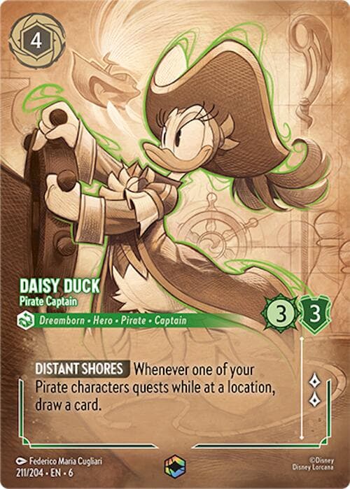 Daisy Duck - Pirate Captain (Enchanted) — Azurite Sea card