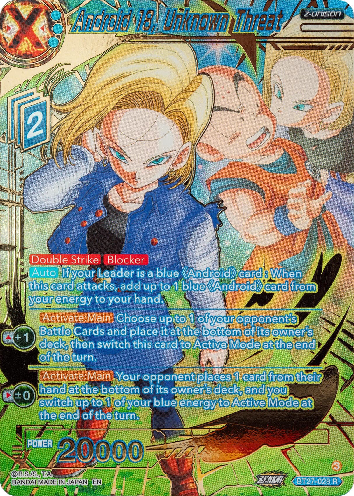 Android 18, Unknown Threat (Gold-Stamped) — History of Z card