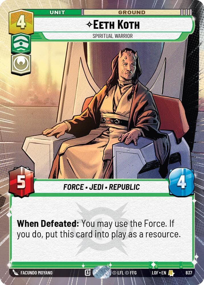 Eeth Koth - Spiritual Warrior (Hyperspace Foil) — Legends of the Force card