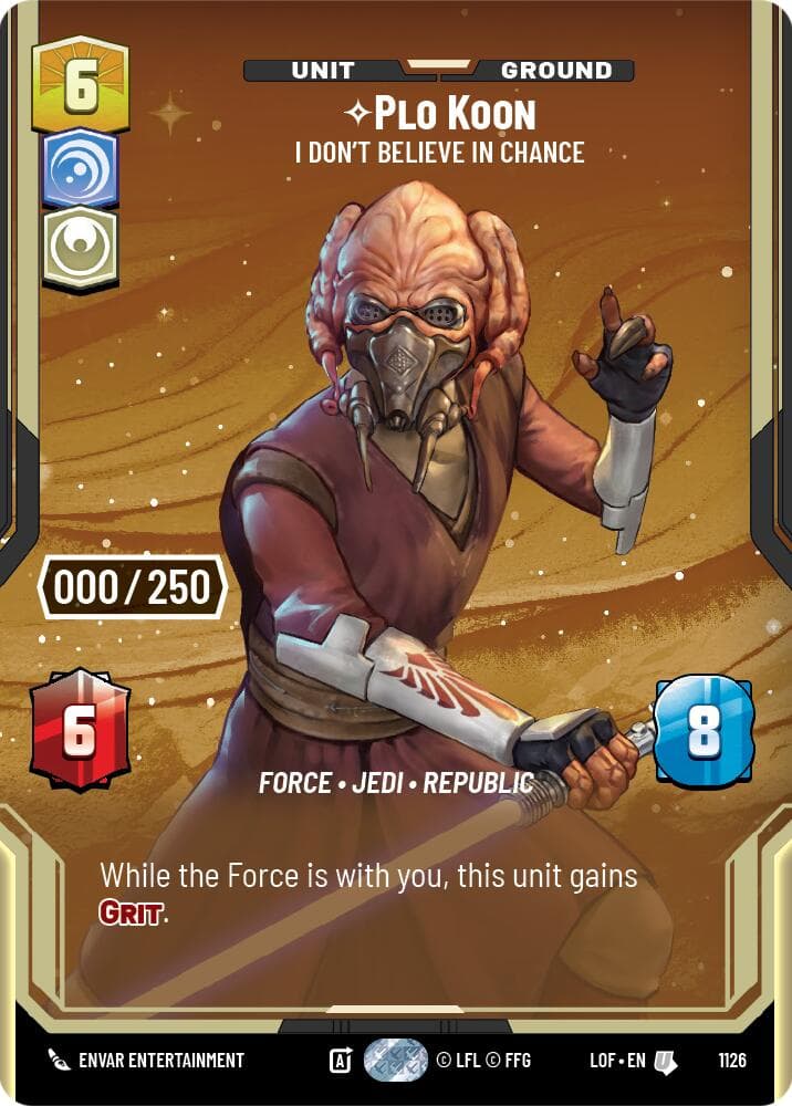 Plo Koon - I Don't Believe in Chance (Serialized) — Legends of the Force card