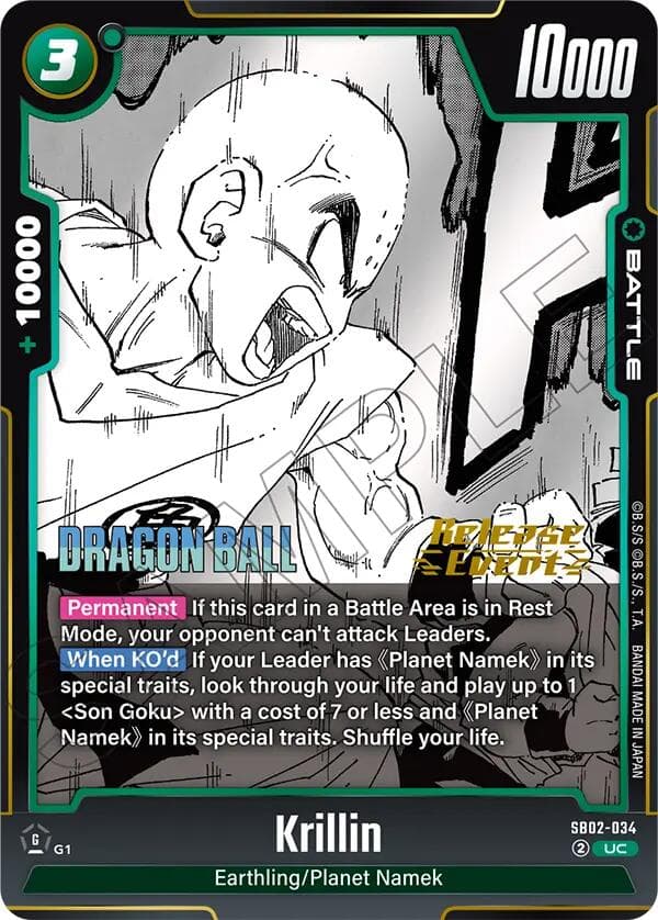 Krillin - SB02-034 — Manga Booster 02 Release Event Cards card