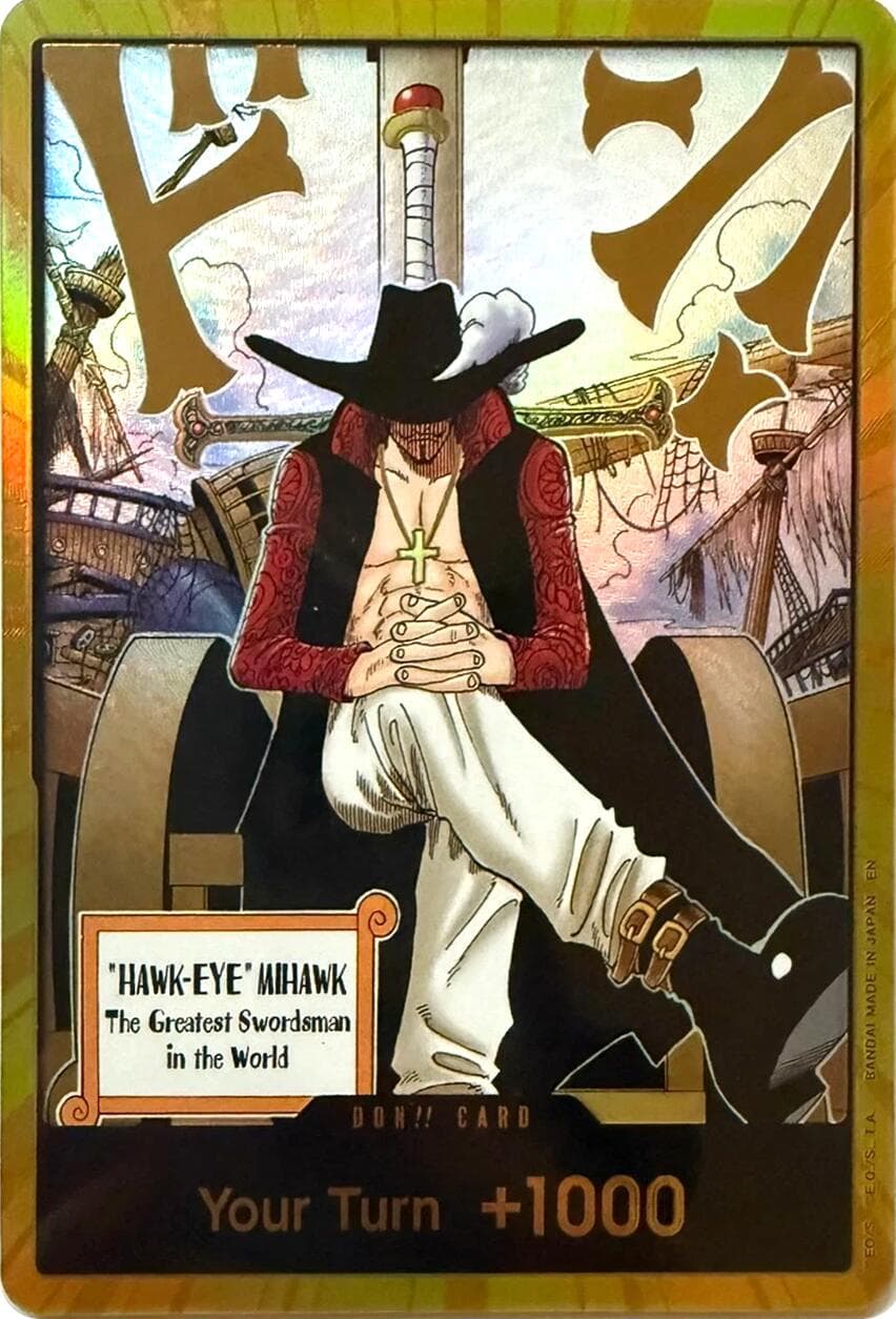 DON!! Card (Dracule Mihawk) (Gold) — The Azure Sea's Seven card