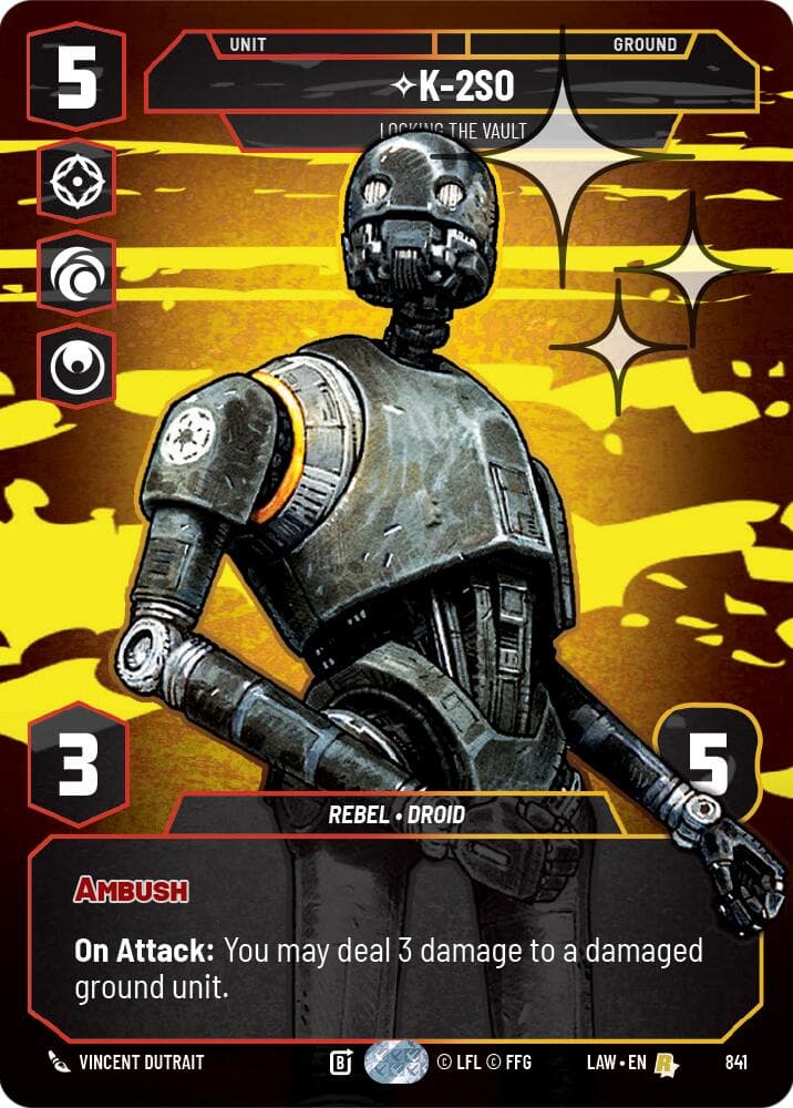 K-2S0 - Locking the Vault (Prestige Foil) — A Lawless Time card
