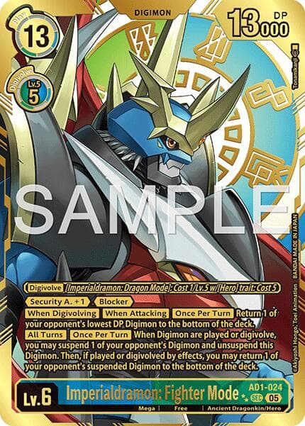 Imperialdramon: Fighter Mode - AD1-024 (Rare Pull) — Advanced Booster Digimon Generation card