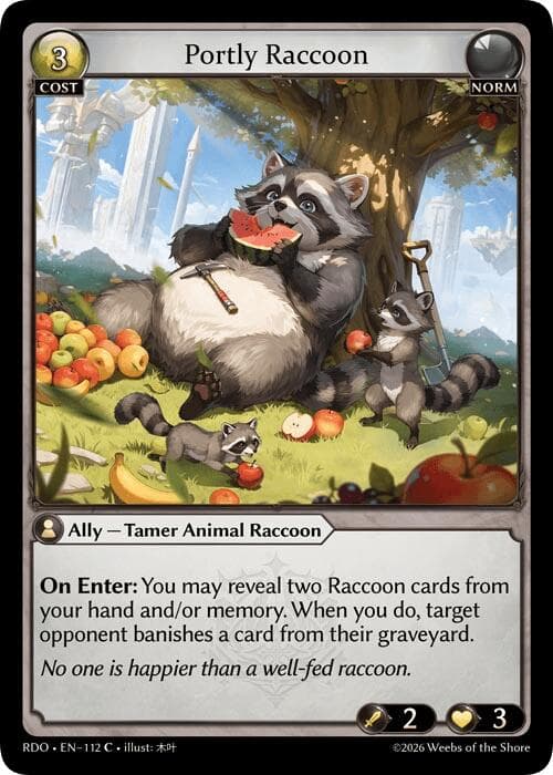 Portly Raccoon (Curio Foil) — Radiant Origins card